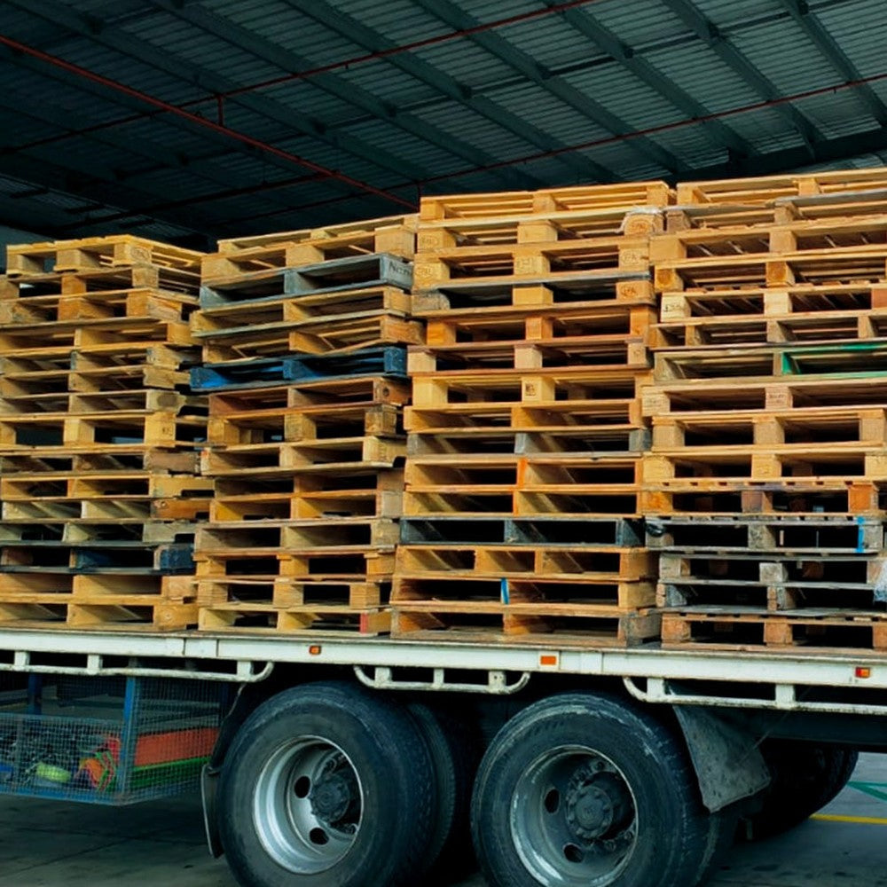 Freight pallets stacked on a truck