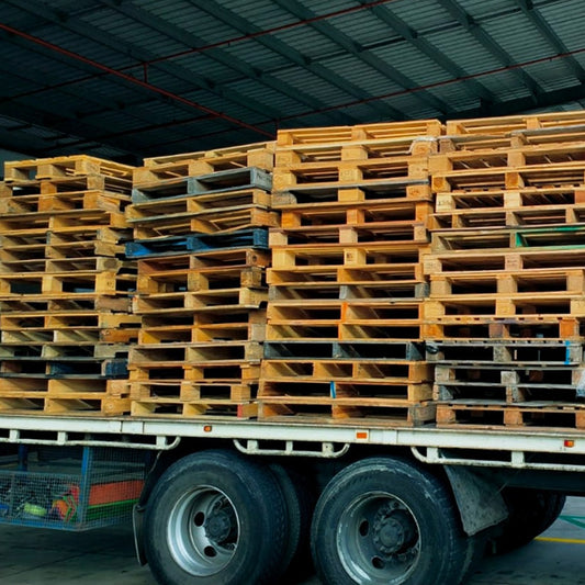 Freight pallets stacked on a truck