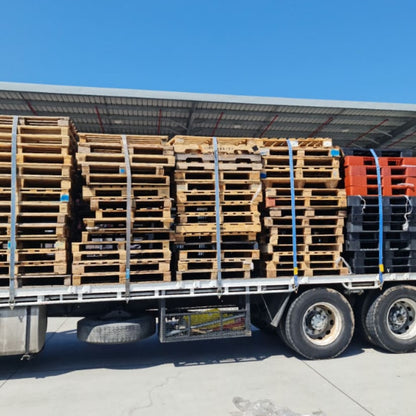 Freight pallets on a truck