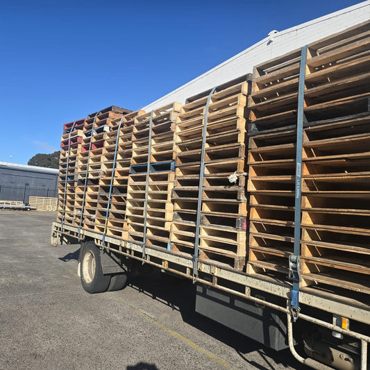 Heavy Duty Australian Standard Pallets strapped on a truck